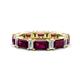 1 - Eriss 4.50 ctw Emerald Shape Rhodolite Garnet and Baguette Shape Lab Grown Diamond Women Eternity Band 