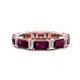 1 - Eriss 4.50 ctw Emerald Shape Rhodolite Garnet and Baguette Shape Lab Grown Diamond Women Eternity Band 