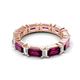5 - Eriss 4.50 ctw Emerald Shape Rhodolite Garnet and Baguette Shape Lab Grown Diamond Women Eternity Band 
