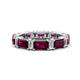 1 - Eriss 4.50 ctw Emerald Shape Rhodolite Garnet and Baguette Shape Lab Grown Diamond Women Eternity Band 