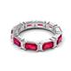 5 - Eriss 3.50 ctw Emerald Shape Ruby and Baguette Shape Lab Grown Diamond Women Eternity Band 