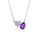 1 - Zuri 1.50 ctw Heart Shape IGI Cert. Lab Grown Diamond with Pear Shape Amethyst Toi Et Moi Women Pendant Necklace 