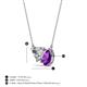 3 - Zuri 1.50 ctw Heart Shape IGI Cert. Lab Grown Diamond with Pear Shape Amethyst Toi Et Moi Women Pendant Necklace 