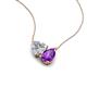 4 - Zuri 1.50 ctw Heart Shape IGI Cert. Lab Grown Diamond with Pear Shape Amethyst Toi Et Moi Women Pendant Necklace 