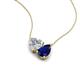 4 - Zuri 1.75 ctw Heart Shape IGI Cert. Lab Grown Diamond with Pear Shape Created Blue Sapphire Toi Et Moi Women Pendant Necklace 
