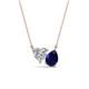 1 - Zuri 1.75 ctw Heart Shape IGI Cert. Lab Grown Diamond with Pear Shape Created Blue Sapphire Toi Et Moi Women Pendant Necklace 