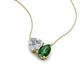 4 - Zuri 1.65 ctw Heart Shape IGI Cert. Lab Grown Diamond with Pear Shape Created Emerald Toi Et Moi Women Pendant Necklace 