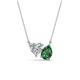 1 - Zuri 1.65 ctw Heart Shape IGI Cert. Lab Grown Diamond with Pear Shape Created Emerald Toi Et Moi Women Pendant Necklace 