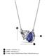 3 - Zuri 1.45 ctw Heart Shape IGI Cert. Lab Grown Diamond with Pear Shape Iolite Toi Et Moi Women Pendant Necklace 