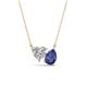 1 - Zuri 1.45 ctw Heart Shape IGI Cert. Lab Grown Diamond with Pear Shape Iolite Toi Et Moi Women Pendant Necklace 