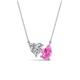 1 - Zuri 1.75 ctw Heart Shape IGI Cert. Lab Grown Diamond with Pear Shape Created Pink Sapphire Toi Et Moi Women Pendant Necklace 