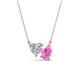 1 - Zuri 1.75 ctw Heart Shape IGI Cert. Lab Grown Diamond with Pear Shape Created Pink Sapphire Toi Et Moi Women Pendant Necklace 