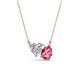 1 - Zuri 1.55 ctw Heart Shape IGI Cert. Lab Grown Diamond with Pear Shape Pink Tourmaline Toi Et Moi Women Pendant Necklace 