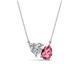 1 - Zuri 1.55 ctw Heart Shape IGI Cert. Lab Grown Diamond with Pear Shape Pink Tourmaline Toi Et Moi Women Pendant Necklace 