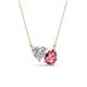 1 - Zuri 1.55 ctw Heart Shape IGI Cert. Lab Grown Diamond with Pear Shape Pink Tourmaline Toi Et Moi Women Pendant Necklace 