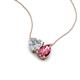 4 - Zuri 1.55 ctw Heart Shape IGI Cert. Lab Grown Diamond with Pear Shape Pink Tourmaline Toi Et Moi Women Pendant Necklace 