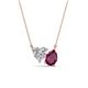 1 - Zuri 1.75 ctw Heart Shape IGI Cert. Lab Grown Diamond with Pear Shape Rhodolite Garnet Toi Et Moi Women Pendant Necklace 