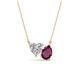 1 - Zuri 1.75 ctw Heart Shape IGI Cert. Lab Grown Diamond with Pear Shape Rhodolite Garnet Toi Et Moi Women Pendant Necklace 