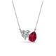 1 - Zuri 1.80 ctw Heart Shape IGI Cert. Lab Grown Diamond with Pear Shape Created Ruby Toi Et Moi Women Pendant Necklace 