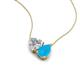 4 - Zuri 1.20 ctw Heart Shape IGI Cert. Lab Grown Diamond with Pear Shape Turquoise Toi Et Moi Women Pendant Necklace 