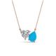 1 - Zuri 1.20 ctw Heart Shape IGI Cert. Lab Grown Diamond with Pear Shape Turquoise Toi Et Moi Women Pendant Necklace 