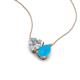 4 - Zuri 1.20 ctw Heart Shape IGI Cert. Lab Grown Diamond with Pear Shape Turquoise Toi Et Moi Women Pendant Necklace 