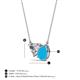 3 - Zuri 1.20 ctw Heart Shape IGI Cert. Lab Grown Diamond with Pear Shape Turquoise Toi Et Moi Women Pendant Necklace 