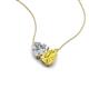 4 - Zuri 1.75 ctw Heart Shape IGI Cert. Lab Grown Diamond with Pear Shape Created Yellow Sapphire Toi Et Moi Women Pendant Necklace 