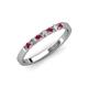 3 - Fiala 2.00 mm Rhodolite Garnet and Diamond 7 Stone Wedding Band 