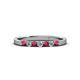 2 - Fiala 2.00 mm Rhodolite Garnet and Lab Grown Diamond 7 Stone Wedding Band 