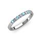 3 - Fiala 2.40 mm Aquamarine and Lab Grown Diamond 7 Stone Wedding Band 