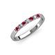 3 - Fiala 2.40 mm Rhodolite Garnet and Lab Grown Diamond 7 Stone Wedding Band 