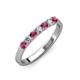 2 - Fiala 2.70 mm Rhodolite Garnet and Lab Grown Diamond 7 Stone Wedding Band 