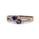 3 - Zaira Blue Sapphire and Red Garnet with Side Diamonds Split Shank Ring 
