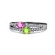 3 - Zaira Pink Sapphire and Peridot with Side Diamonds Split Shank Ring 