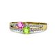 3 - Zaira Pink Sapphire and Peridot with Side Diamonds Split Shank Ring 