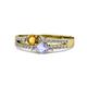 3 - Zaira Citrine and Tanzanite with Side Diamonds Split Shank Ring 