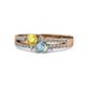 3 - Zaira Yellow Sapphire and Aquamarine with Side Diamonds Split Shank Ring 