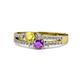 3 - Zaira Yellow Sapphire and Amethyst with Side Diamonds Split Shank Ring 