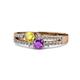 3 - Zaira Yellow Sapphire and Amethyst with Side Diamonds Split Shank Ring 