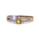 3 - Zaira Tanzanite and Citrine with Side Diamonds Split Shank Ring 