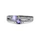 3 - Zaira Tanzanite and Iolite with Side Diamonds Split Shank Ring 