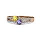 3 - Zaira Yellow Sapphire and Iolite with Side Diamonds Split Shank Ring 