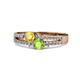 3 - Zaira Yellow Sapphire and Peridot with Side Diamonds Split Shank Ring 