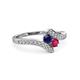 3 - Eleni Blue Sapphire and Ruby with Side Diamonds Bypass Ring 