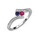 4 - Eleni Blue Sapphire and Ruby with Side Diamonds Bypass Ring 