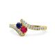 1 - Eleni Blue Sapphire and Ruby with Side Diamonds Bypass Ring 
