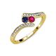 4 - Eleni Blue Sapphire and Ruby with Side Diamonds Bypass Ring 