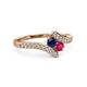 3 - Eleni Blue Sapphire and Ruby with Side Diamonds Bypass Ring 