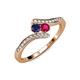 4 - Eleni Blue Sapphire and Ruby with Side Diamonds Bypass Ring 